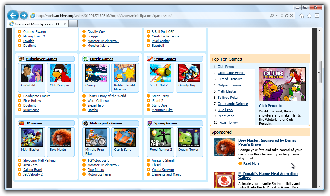 Miniclip on IE9